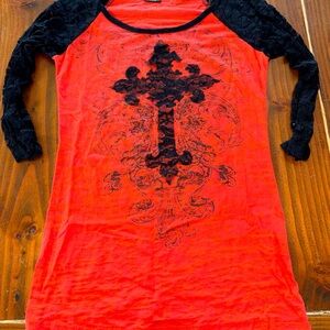 Daytrip Red and Black Long Sleeve Top